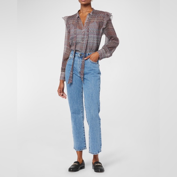 Joie
Eloise Floral-Print Ruffle-Trim Silk Blouse - Picture 5 of 8